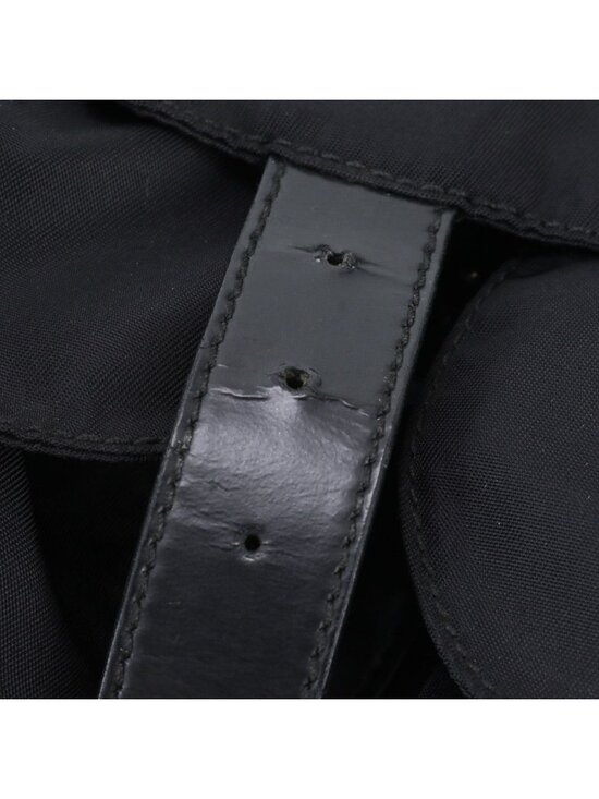 Prada Tessuto Nylon Triangle Logo Leather Backpack Black